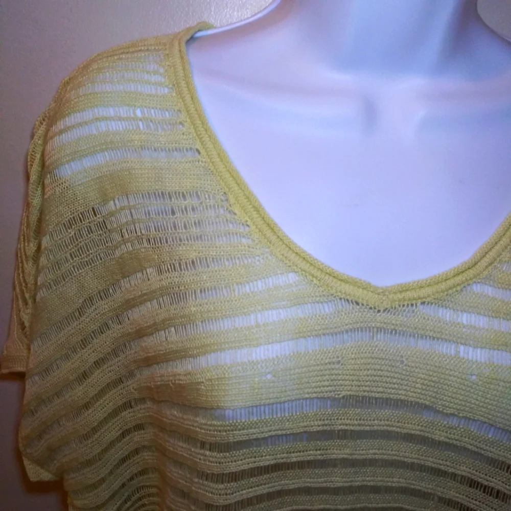 3/$18 J.Jill Lemon Yellow Oversized Linen & Rayon Loose Weave Summer Sweater - Picture 2 of 7